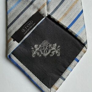 ETON silver colour, striped Silk Tie.Made in Italy 🇮🇹 NWOT